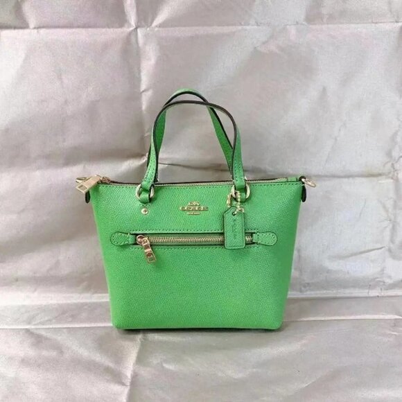 Coach CA844 Mini Gallery Crossbody In IM/Neon Green - Picture 1 of 5
